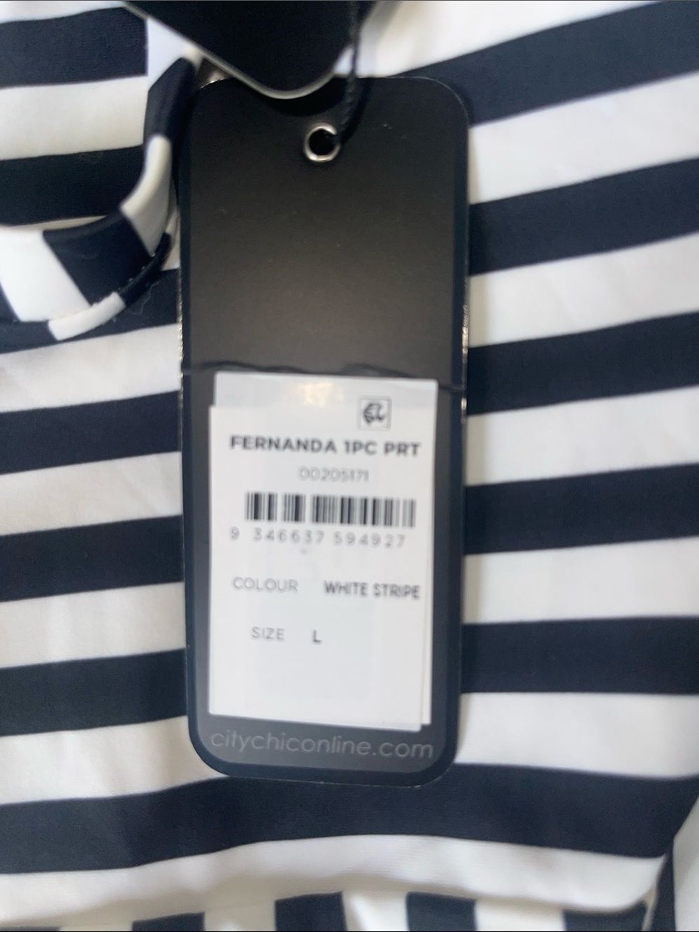City Chic nwt Black & White Striped One-Piece Swimsuit - Picture 6 of 7